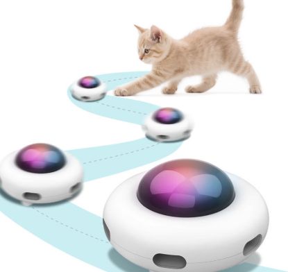 Picture of Electric Electronic UFO Smart Automatic Rolling Sweeping Robot UFO Hair Random Teasing Keep Moving ABS Cat Interactive Toys
